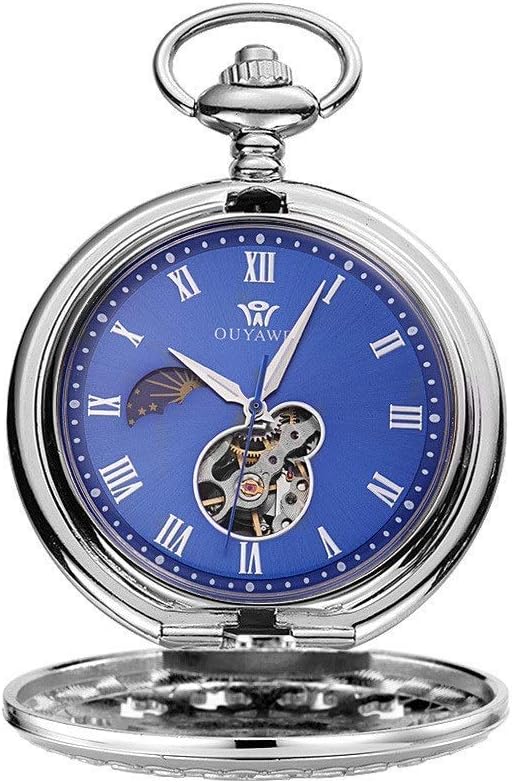 Amazon.co.jp: 懐中時計 ローマ数字ケース チェーン付き メンズ